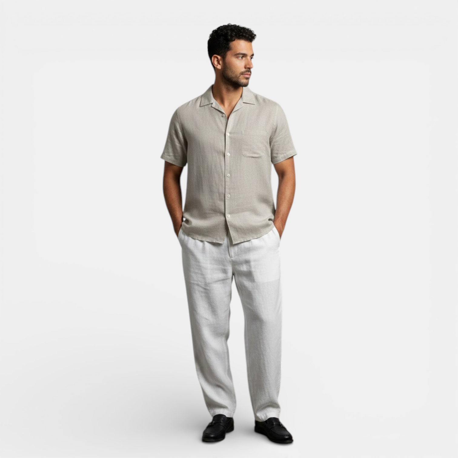 mens short sleeve summer shirt | breathable casual button-up - alternate view