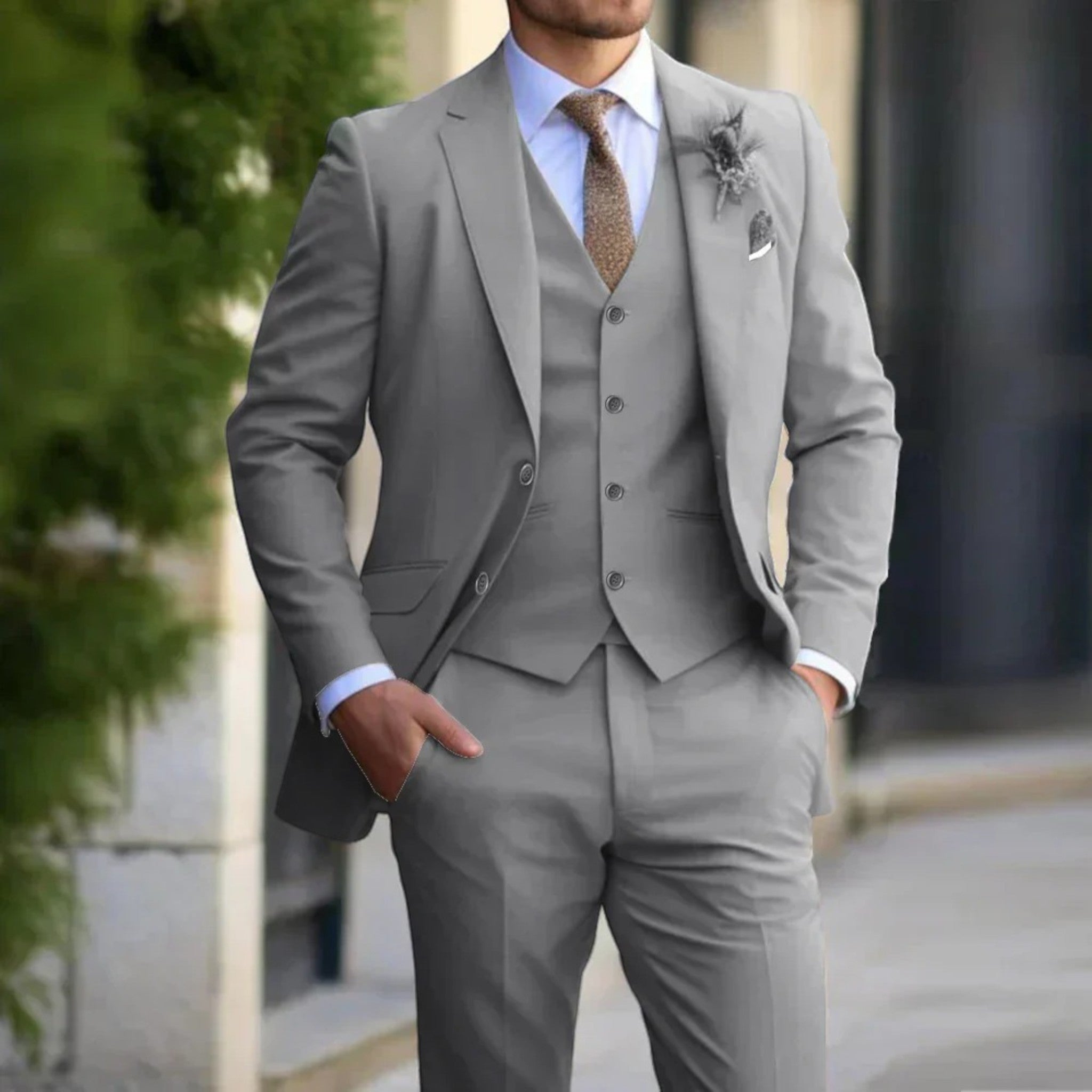 Men's Slim Fit 3-Piece Formal Suit - photo 2