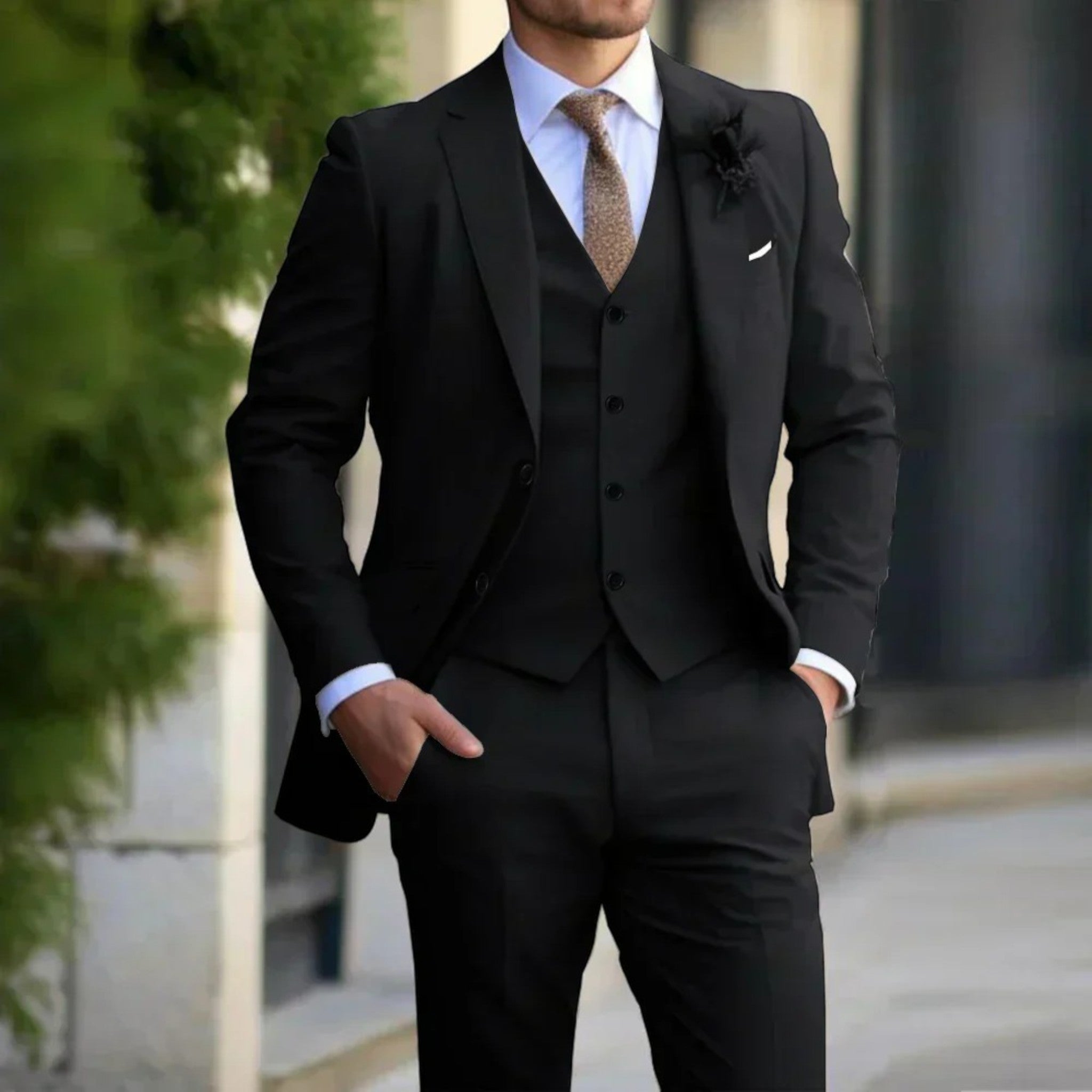 Men's Slim Fit 3-Piece Formal Suit - photo 3