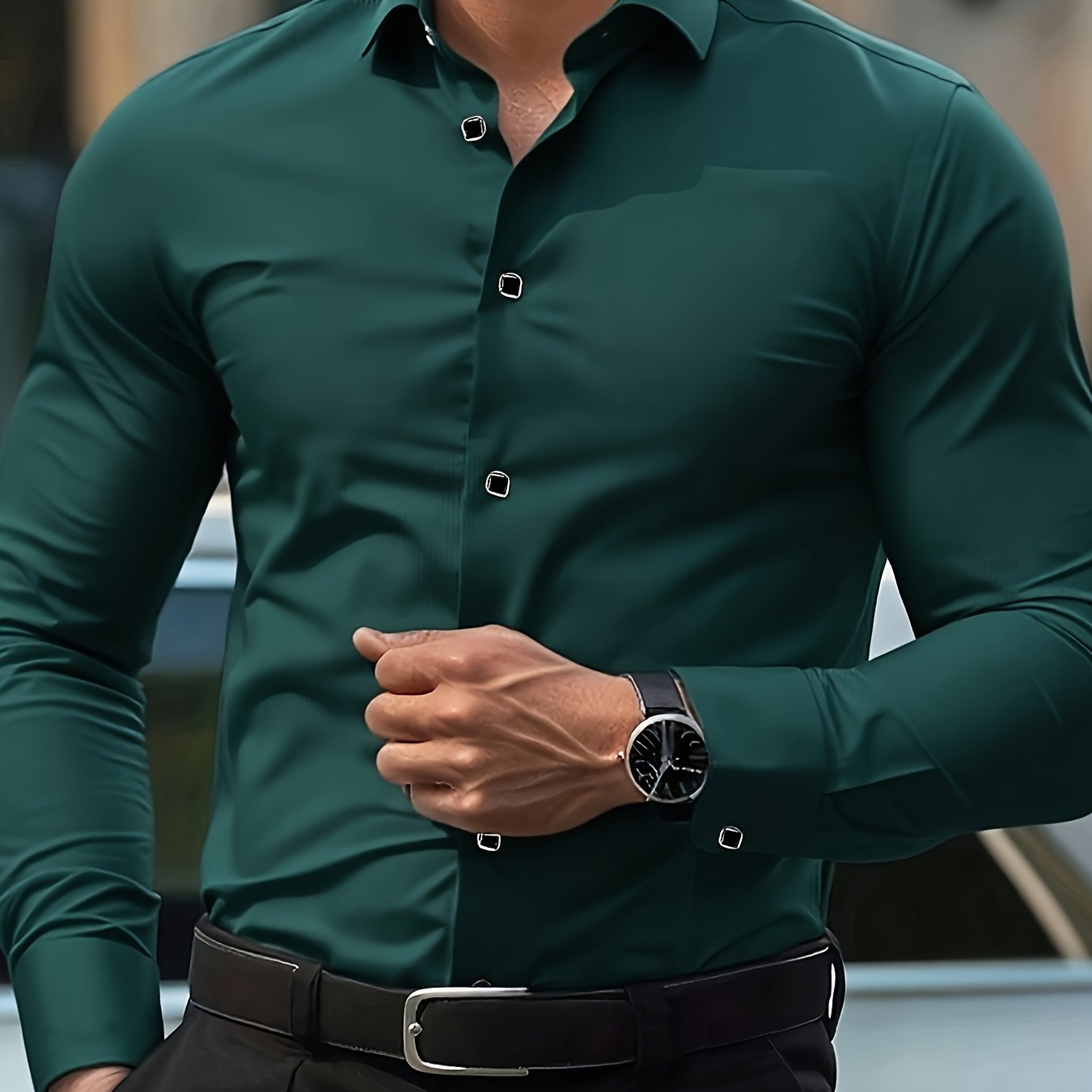 Men's Slim-Fit Dress Shirt | Button-Up Formal Shirt - photo 19