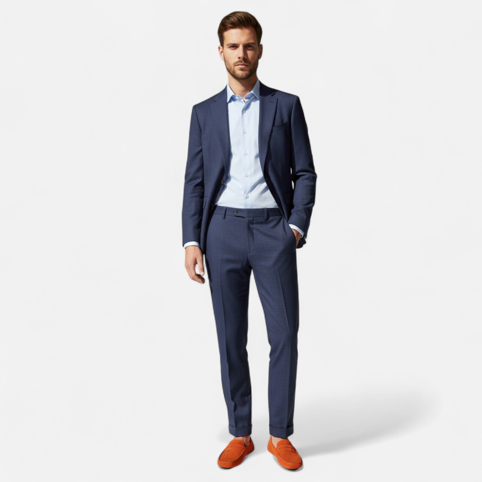 mens suede driver loafers | casual comfort slip-on shoes - close-up view