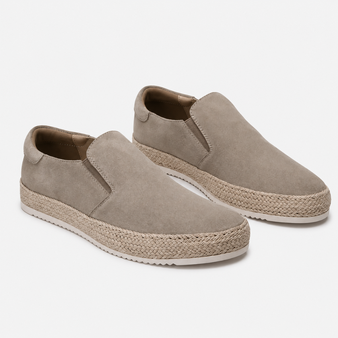 men's suede flat loafers - close-up view