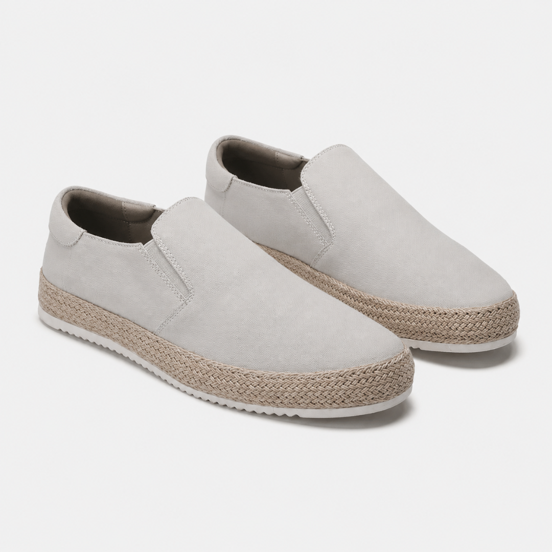 Men's suede slip-on flat loafers - worn view