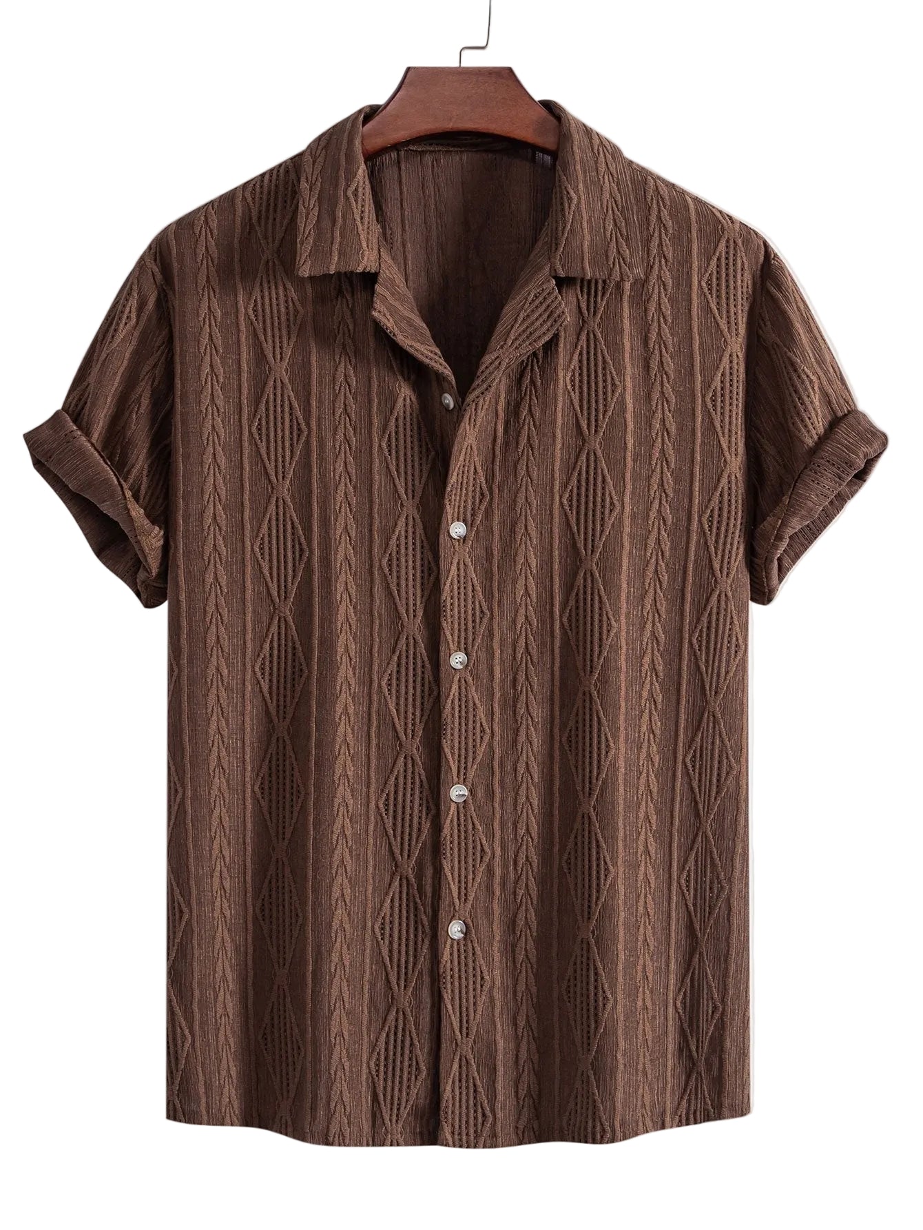 Men's Textured Pattern Short Sleeve Button-Up Shirt - photo 1