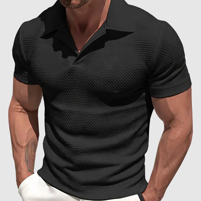 men's textured short sleeve polo shirt - side view