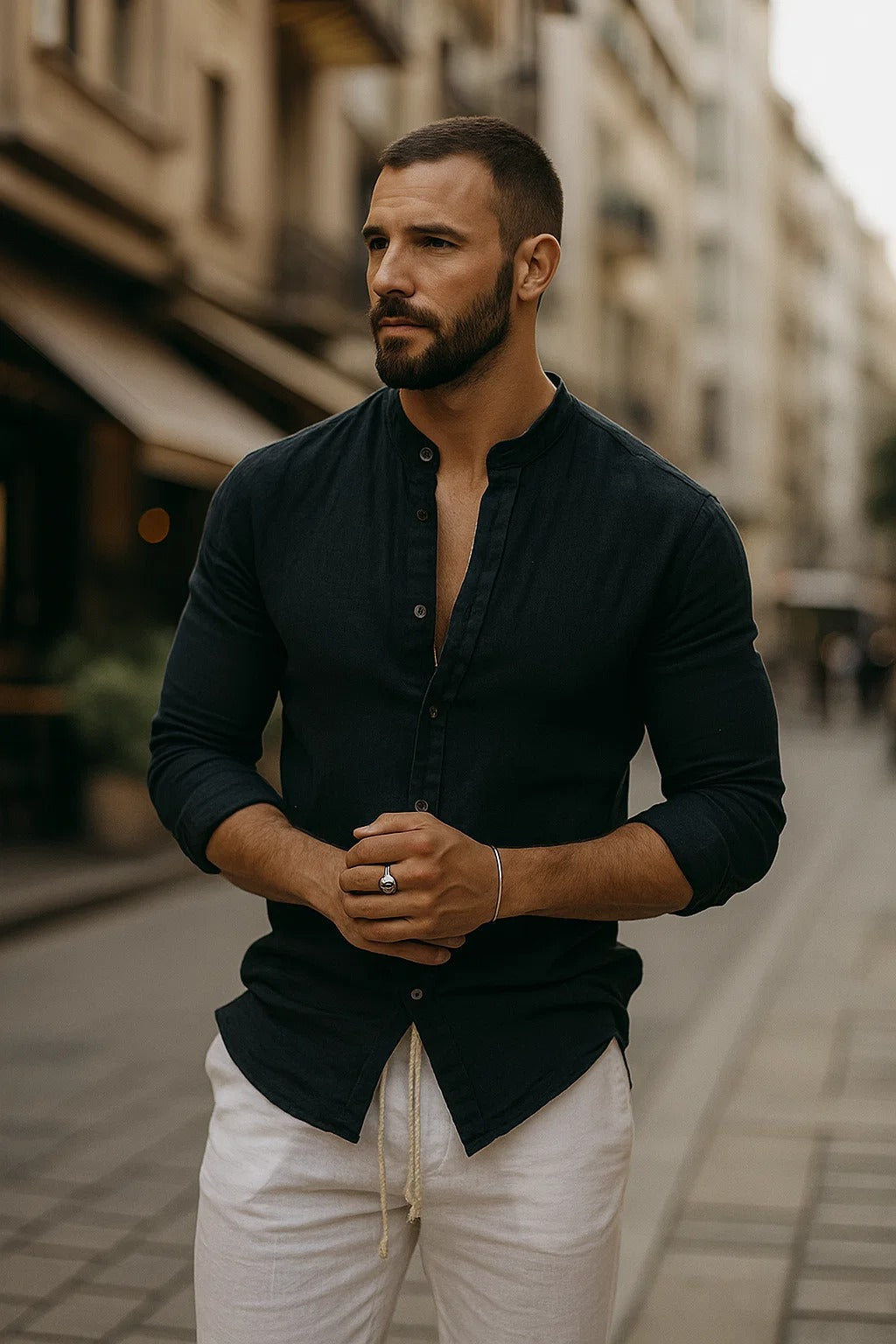 Men's 3/4 sleeve relaxed fit casual shirt - color variant