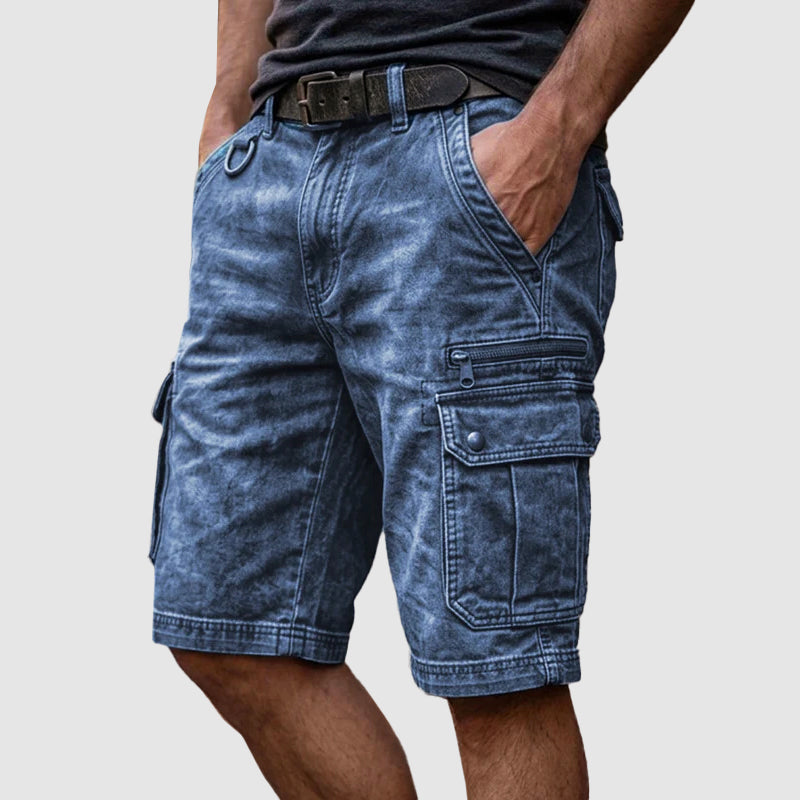 Men's vintage washed cargo shorts - side view
