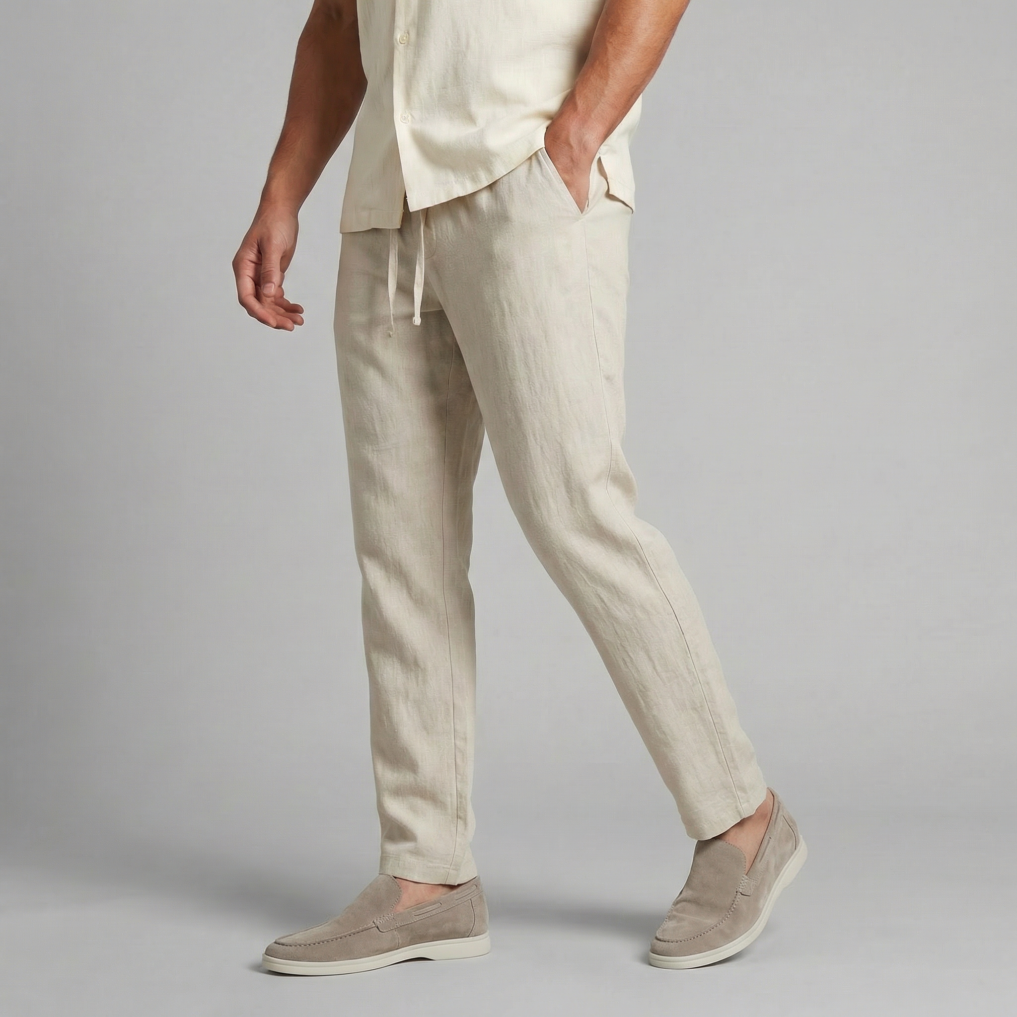 Men's wide-leg casual summer trousers - front view