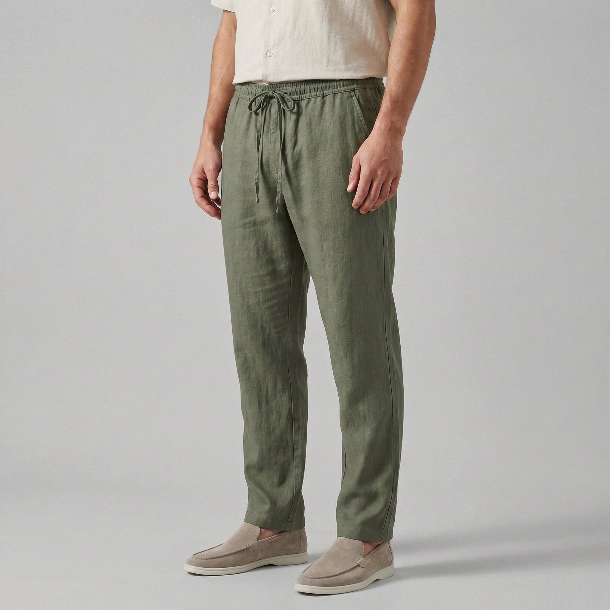 Men's wide-leg casual summer trousers - full view