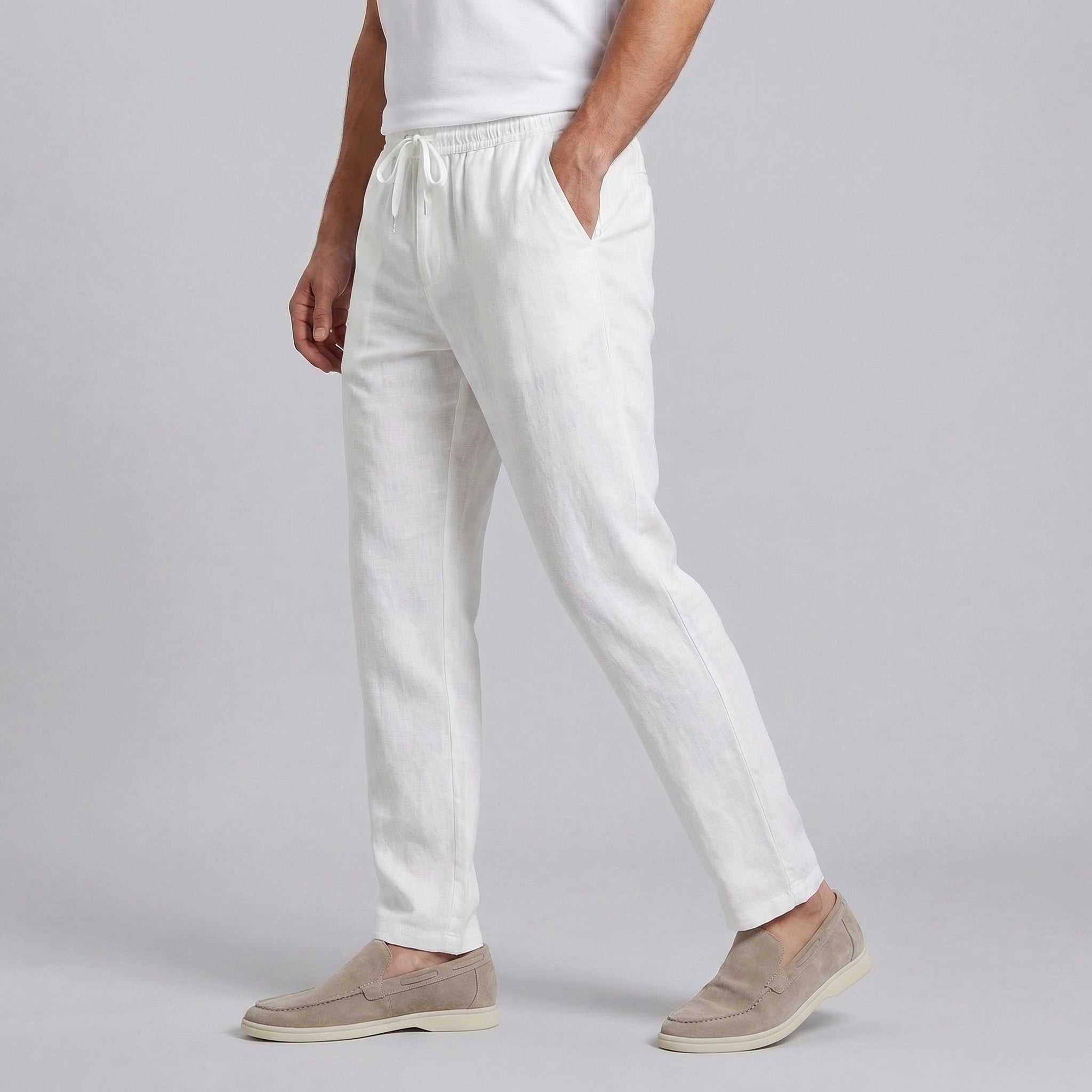 Men's wide-leg casual summer trousers - lifestyle view