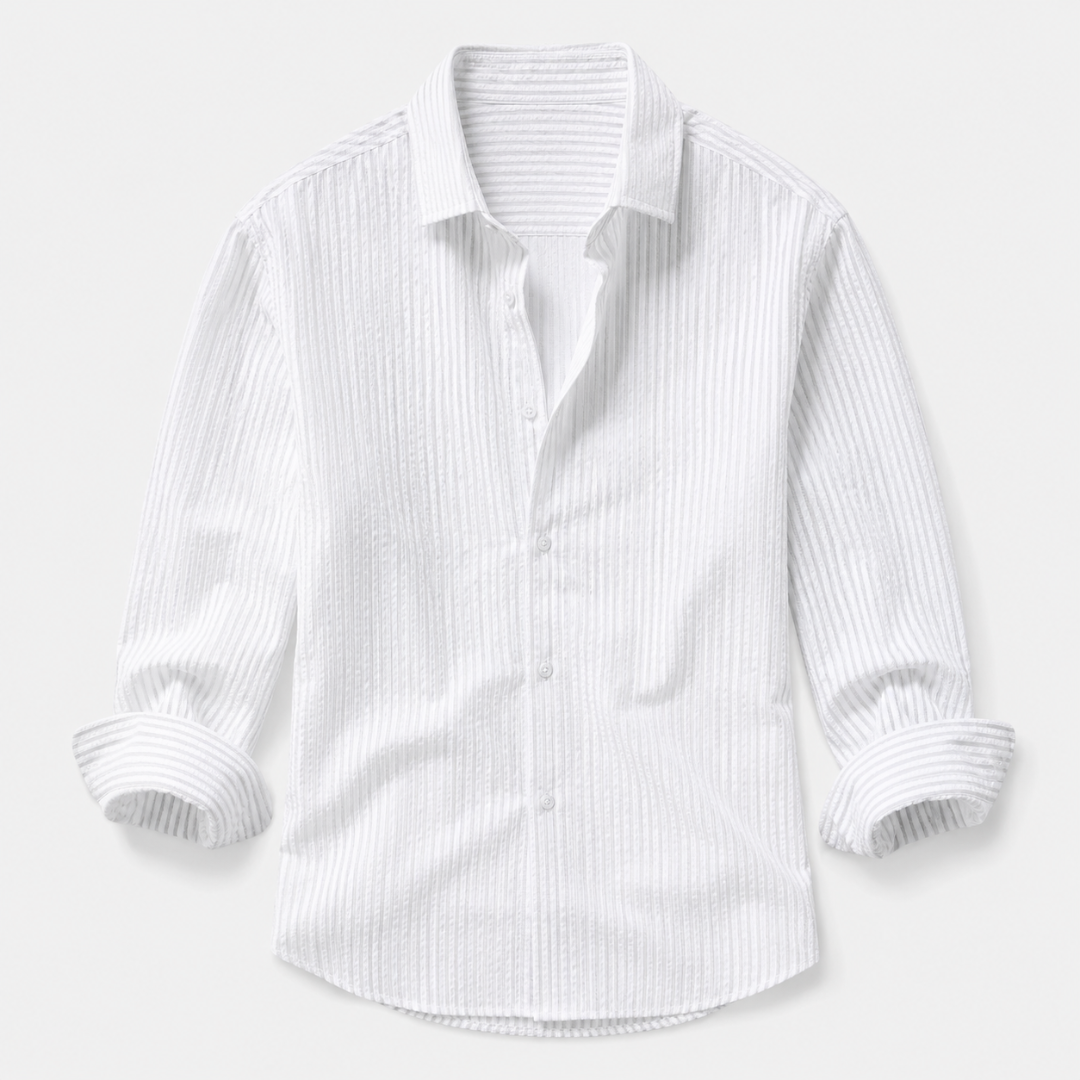 men's wrinkle-free striped shirt - back view