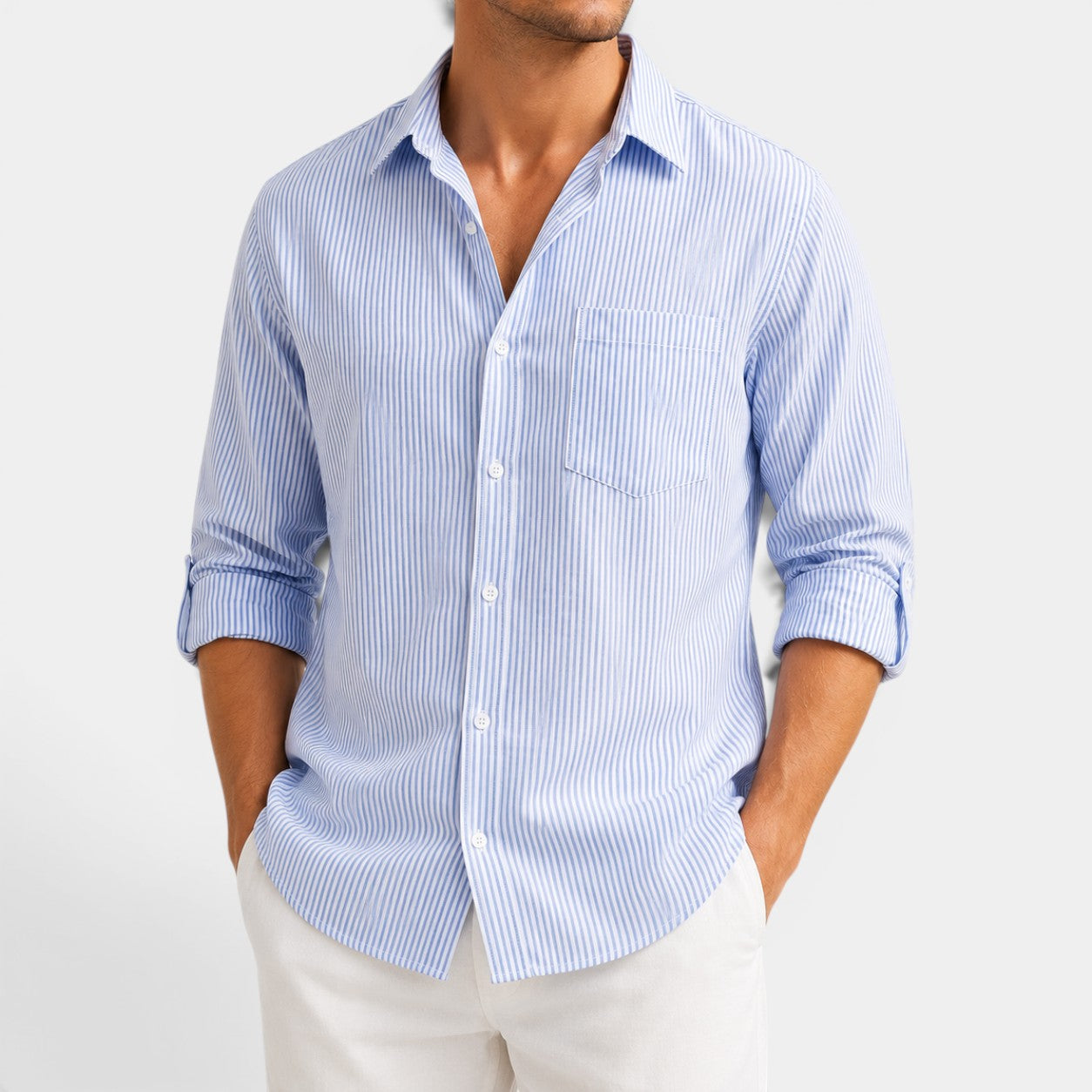 men's wrinkle-free striped shirt - full view