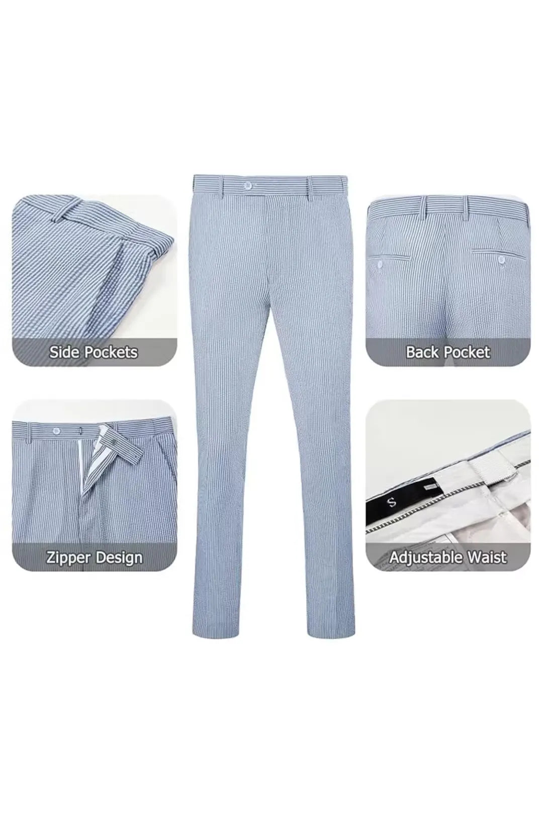 Men's Striped Seersucker 2-Piece Suit | Summer Blazer and Pants