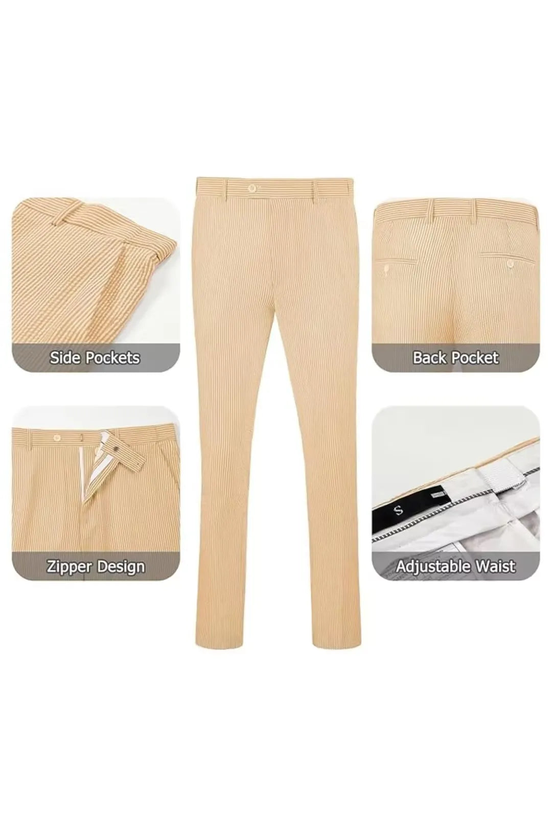 Men's Striped Seersucker 2-Piece Suit | Summer Blazer and Pants