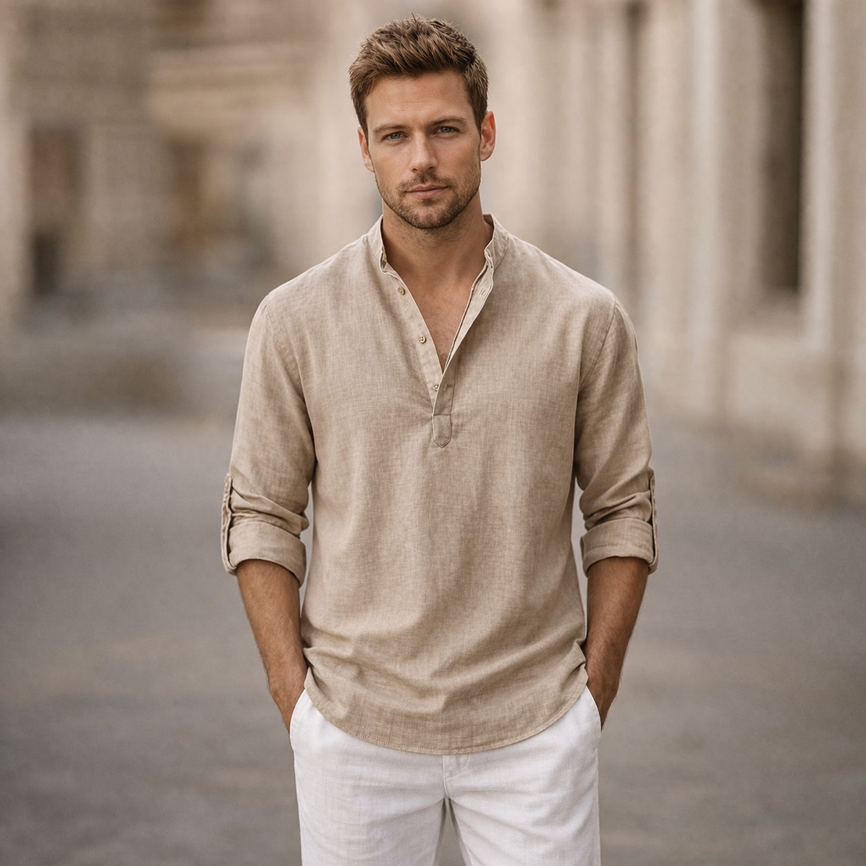 Men's Relaxed Fit Long Sleeve Summer Shirt | Lightweight Casual Button-Up