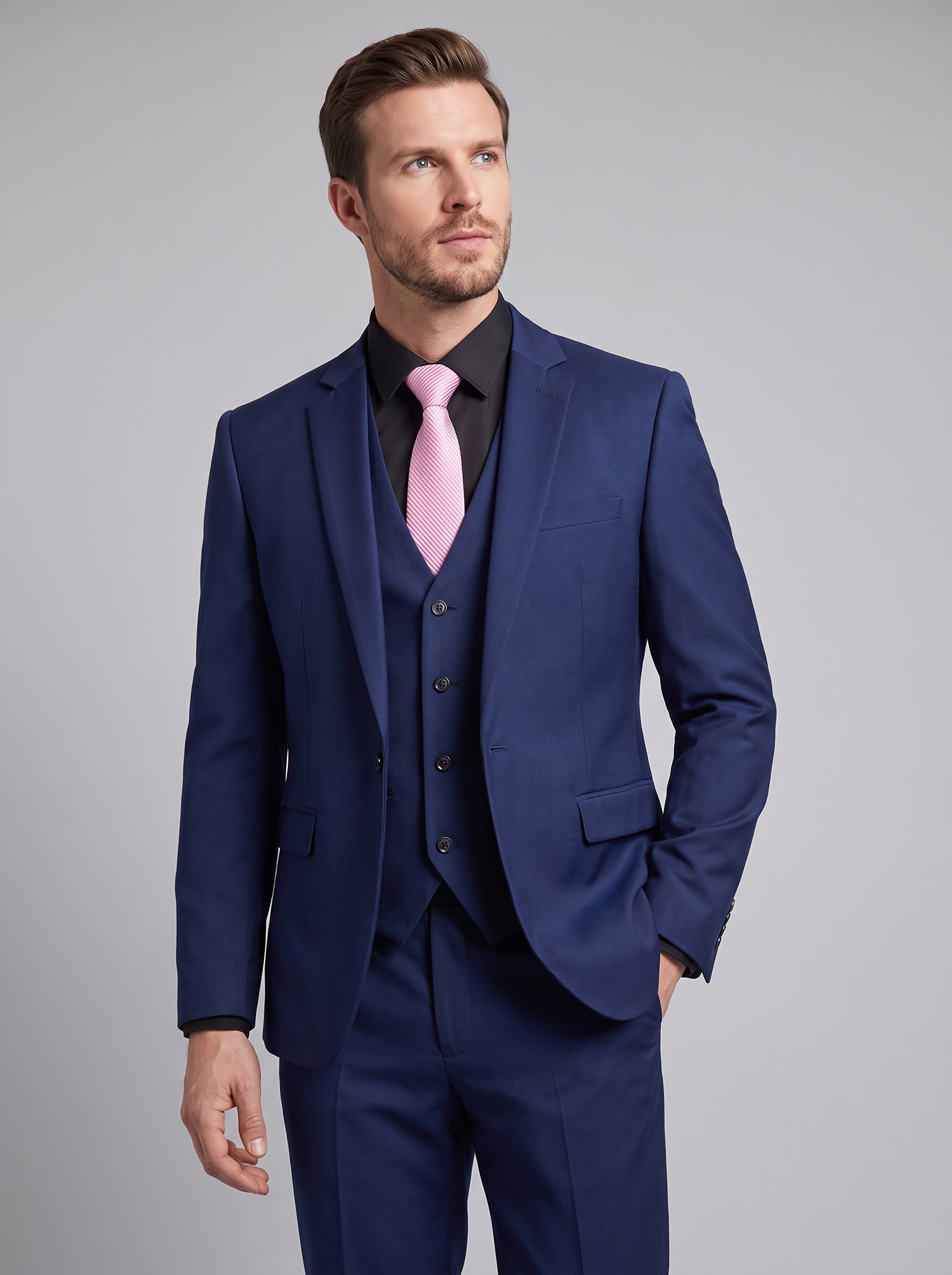 Men's Slim Fit Formal Two-Piece Suit – Notch Lapel Blazer & Trousers