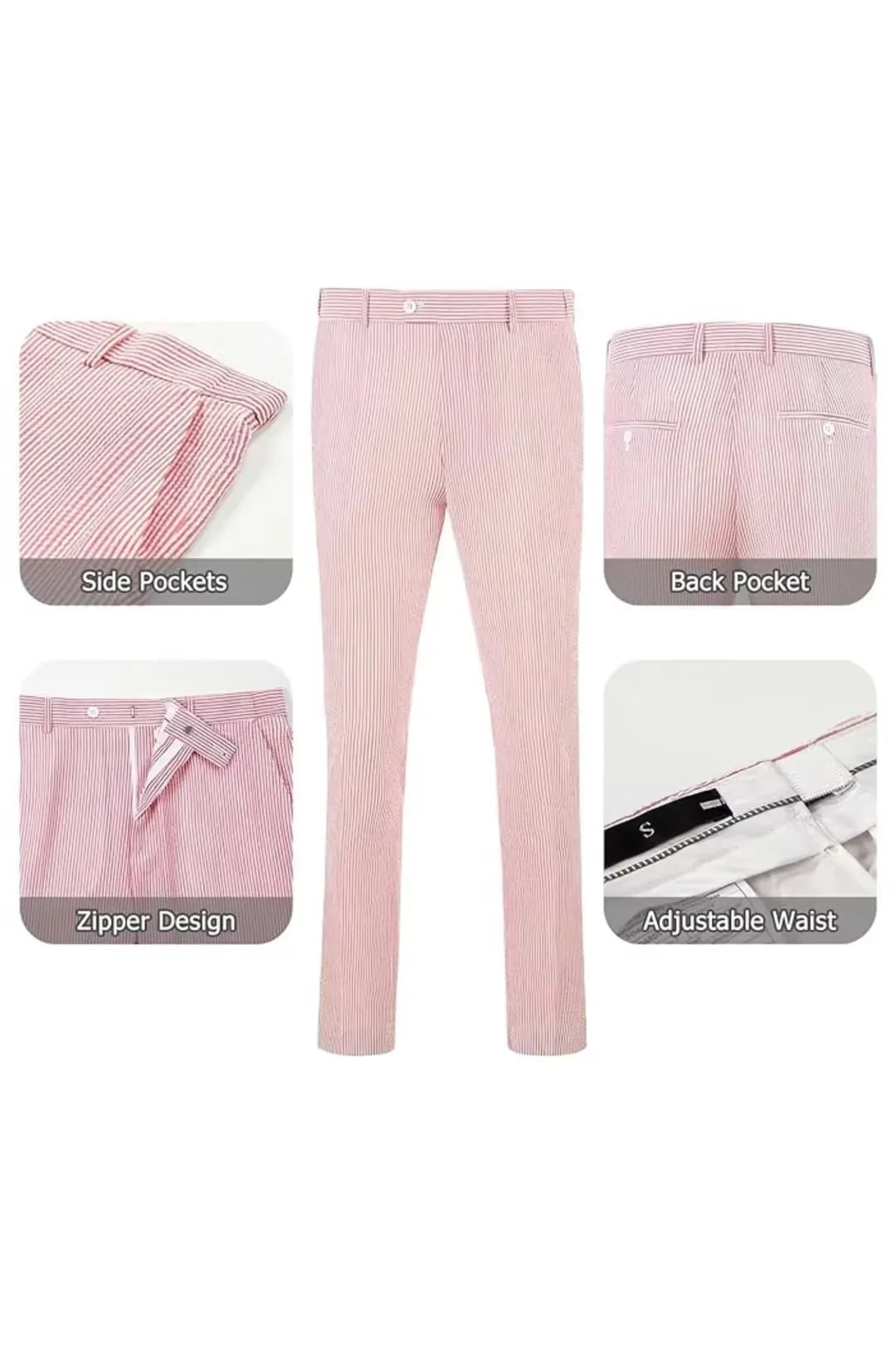 Men's Striped Seersucker 2-Piece Suit | Summer Blazer and Pants