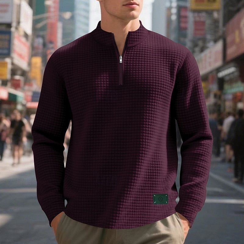 Men's Quarter-Zip Textured Sweatshirt