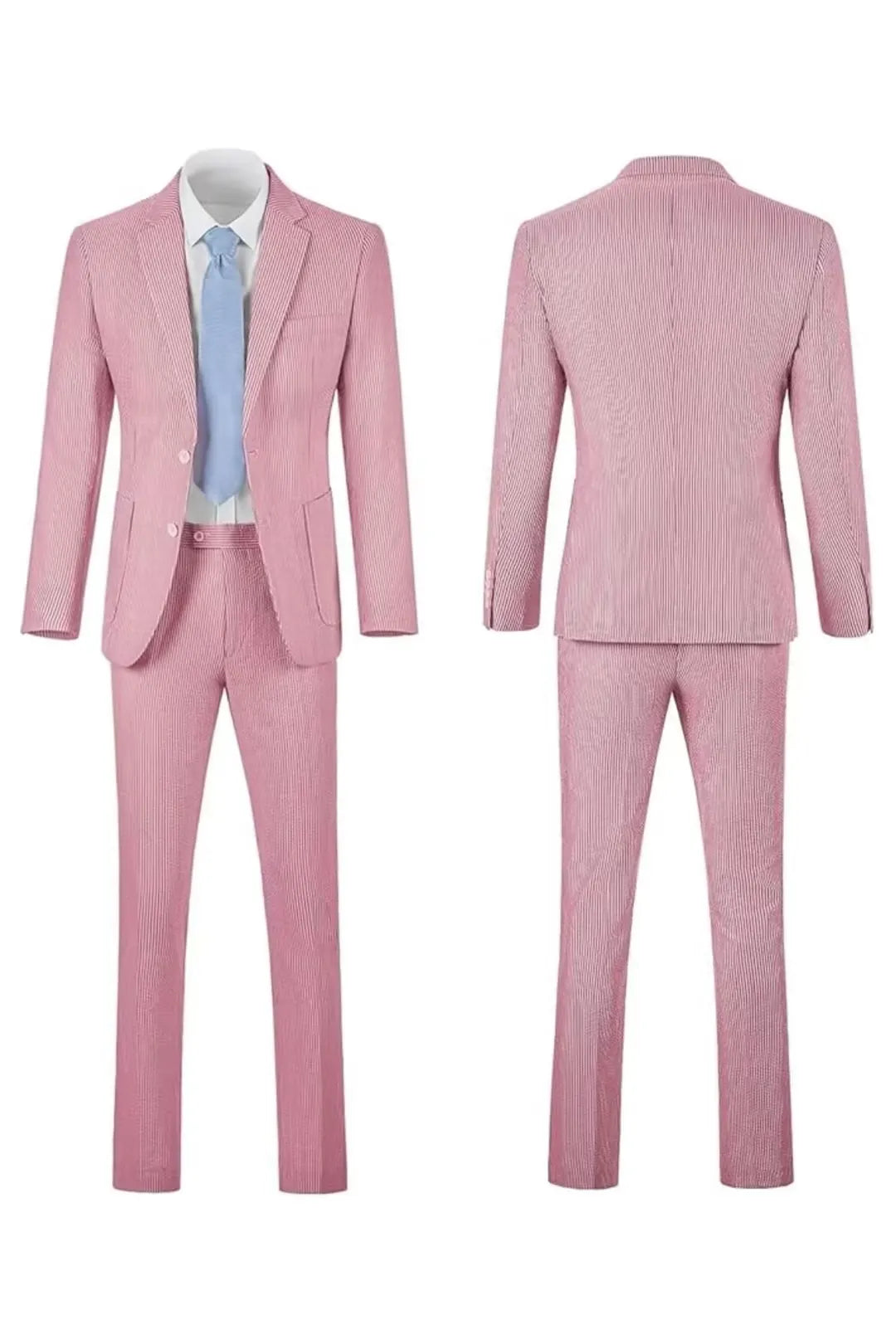 Men's Striped Seersucker 2-Piece Suit | Summer Blazer and Pants