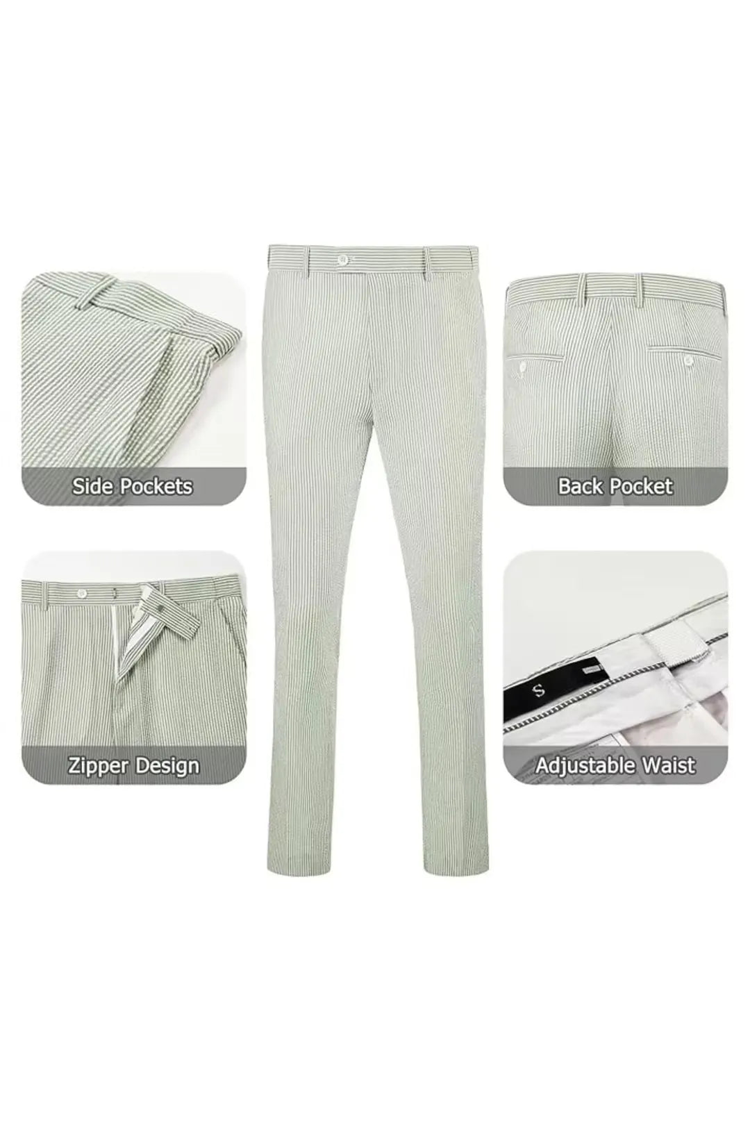 Men's Striped Seersucker 2-Piece Suit | Summer Blazer and Pants