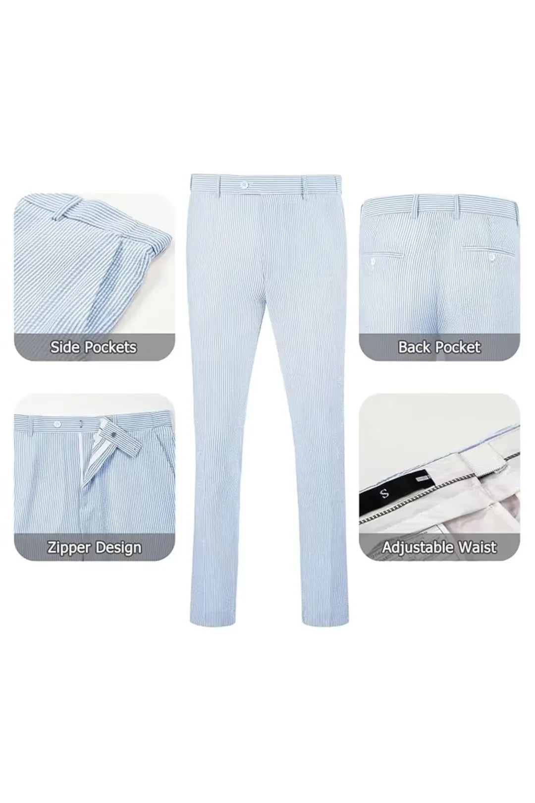 Men's Striped Seersucker 2-Piece Suit | Summer Blazer and Pants