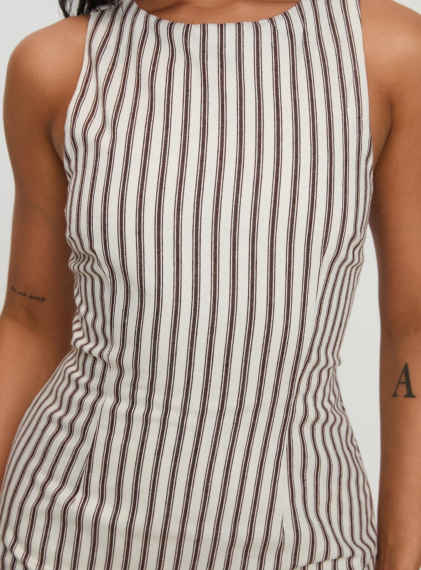 Women's Striped Romper | Sleeveless Round Neck Playsuit with Built-In Shorts