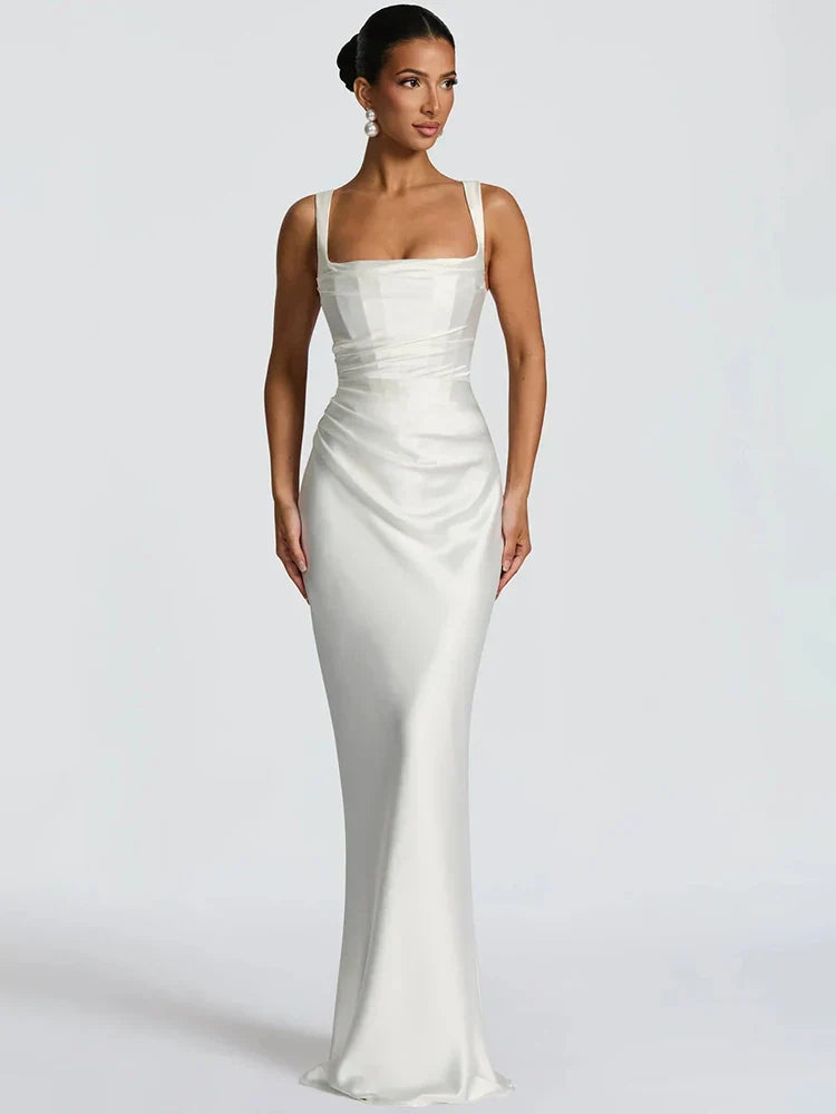 Women's Green Cowl Neck Sleeveless Fitted Maxi Evening Dress Wedding Guest