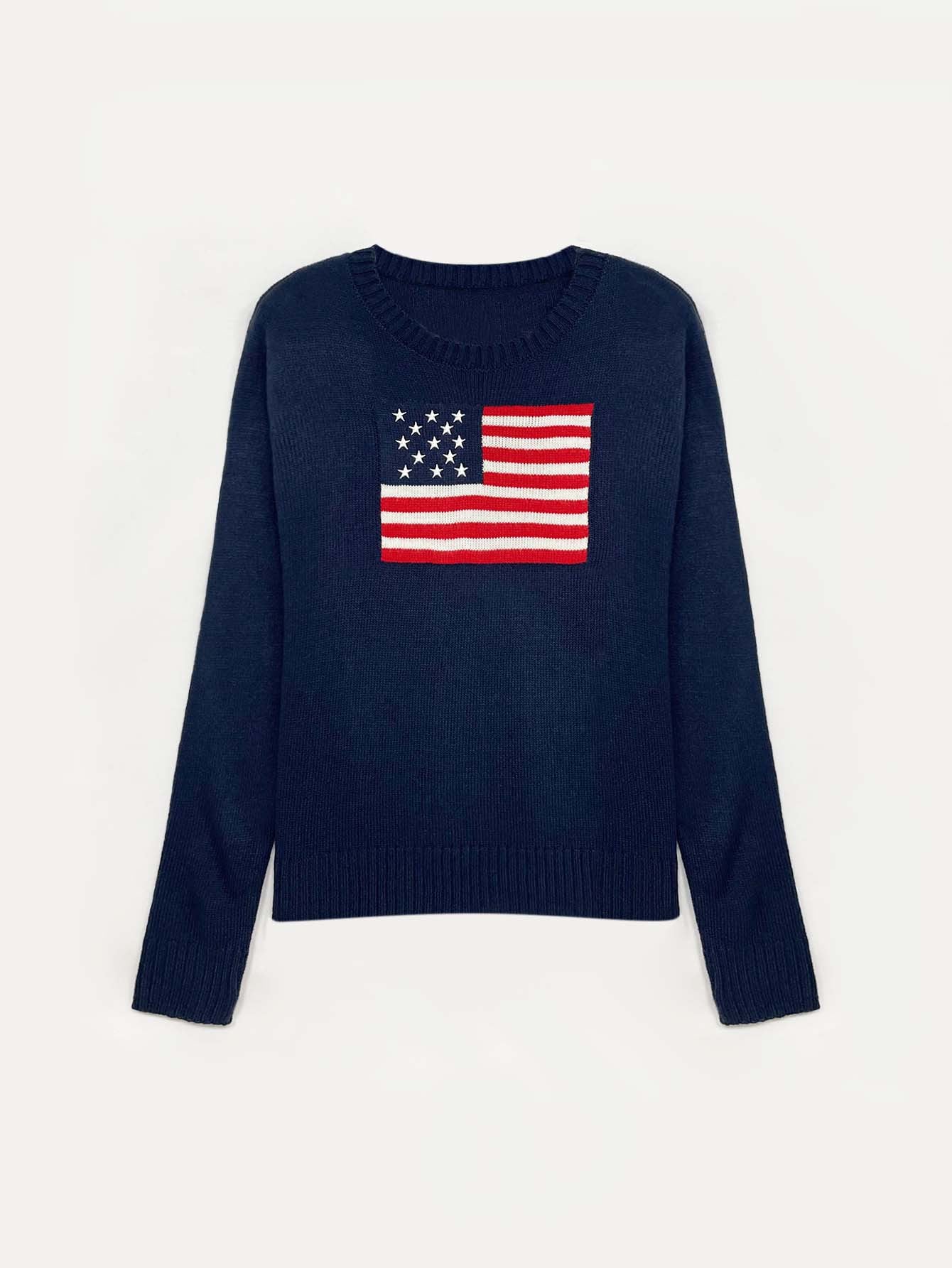 women's american flag knitted sweater - full view