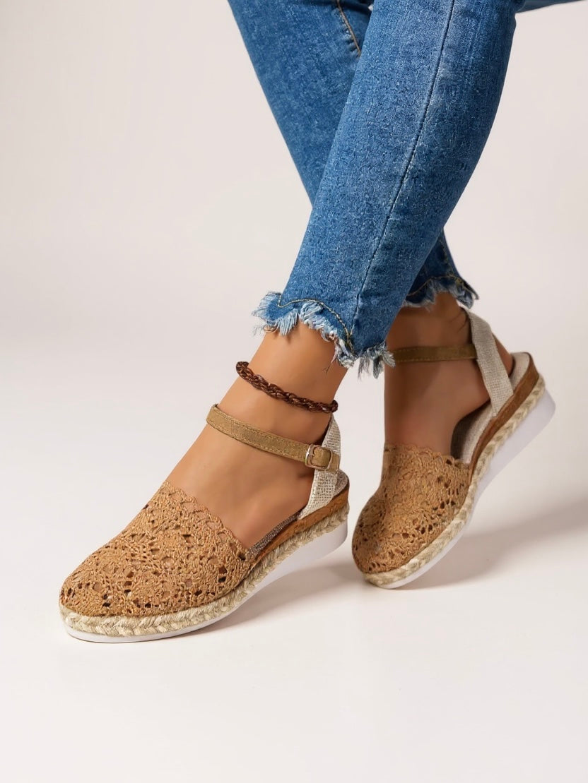 Women's Boho Wedge Espadrille Ankle Strap Sandals | Casual Summer Platform
