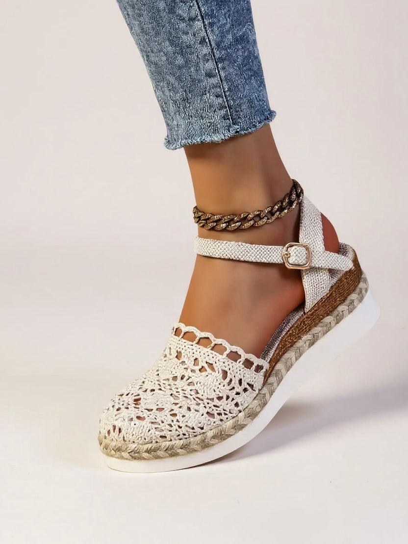 Women's Boho Wedge Espadrille Ankle Strap Sandals | Casual Summer Platform