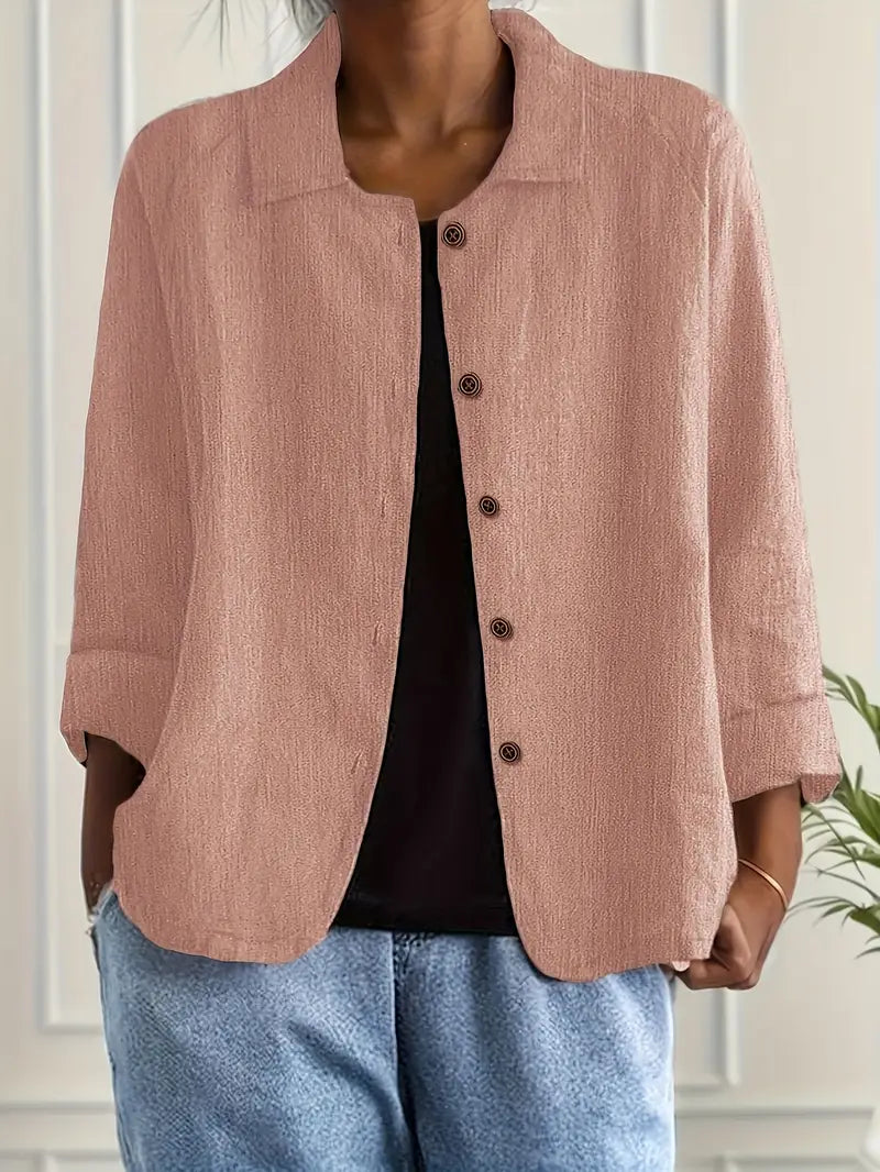 Women's casual button-front collared blouse - side view