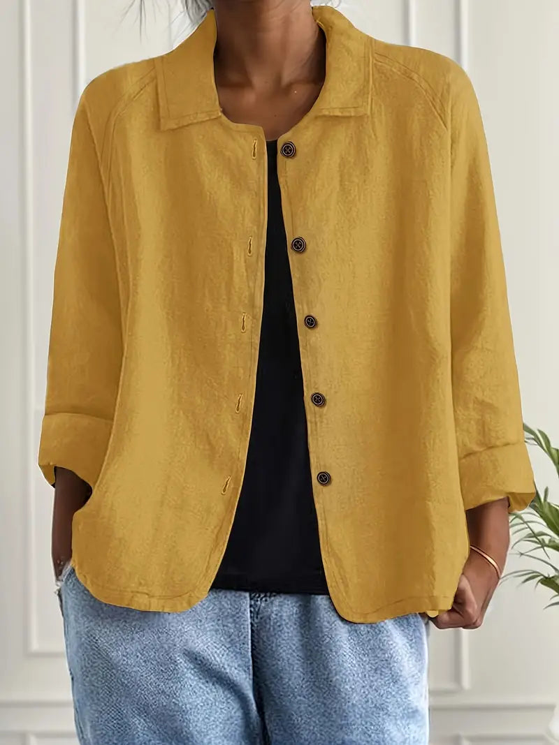 Women's casual button-front collared blouse - color variant view