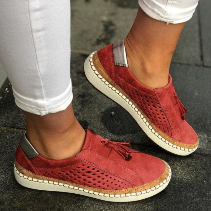 Women's Perforated Slip-On Round Toe Espadrille Flat Sneakers Casual