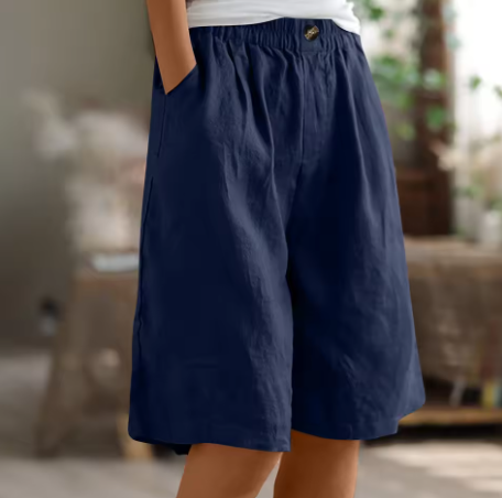 womens elastic waist comfort shorts | casual summer bottoms - alternate view