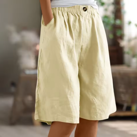 womens elastic waist comfort shorts | casual summer bottoms - back view