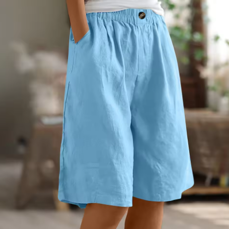 womens elastic waist comfort shorts | casual summer bottoms - lifestyle view