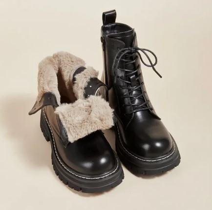 women's faux fur winter ankle boots - front view