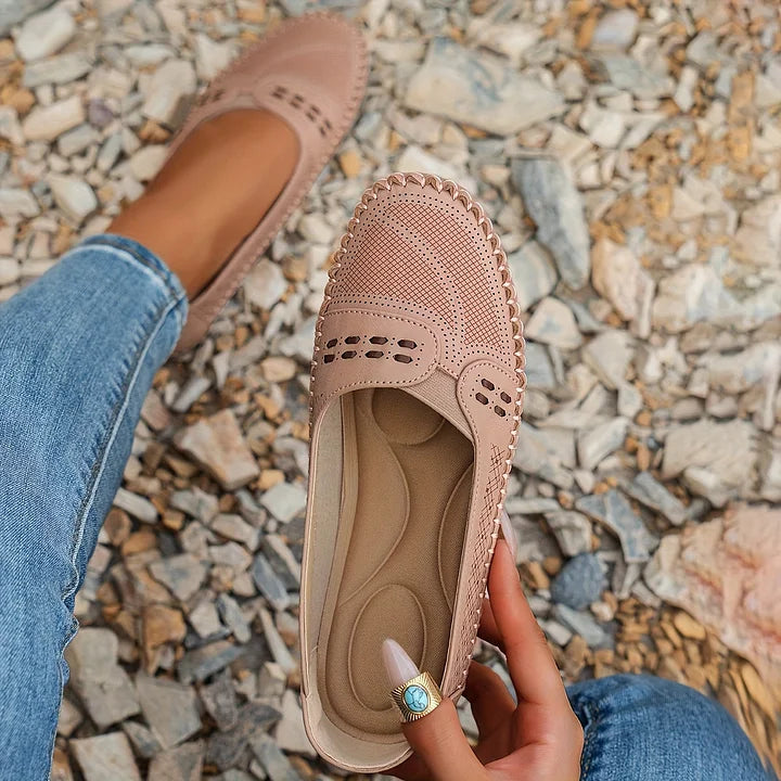 Women's Woven Knit Round Toe Slip-On Ballet Flat Casual Shoes
