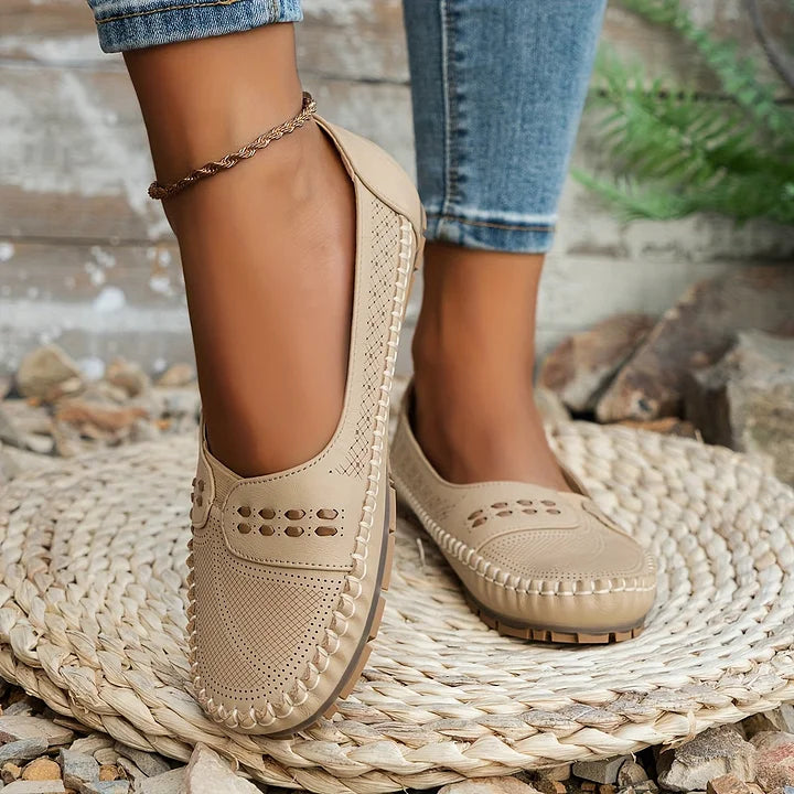 Women's Woven Knit Round Toe Slip-On Ballet Flat Casual Shoes