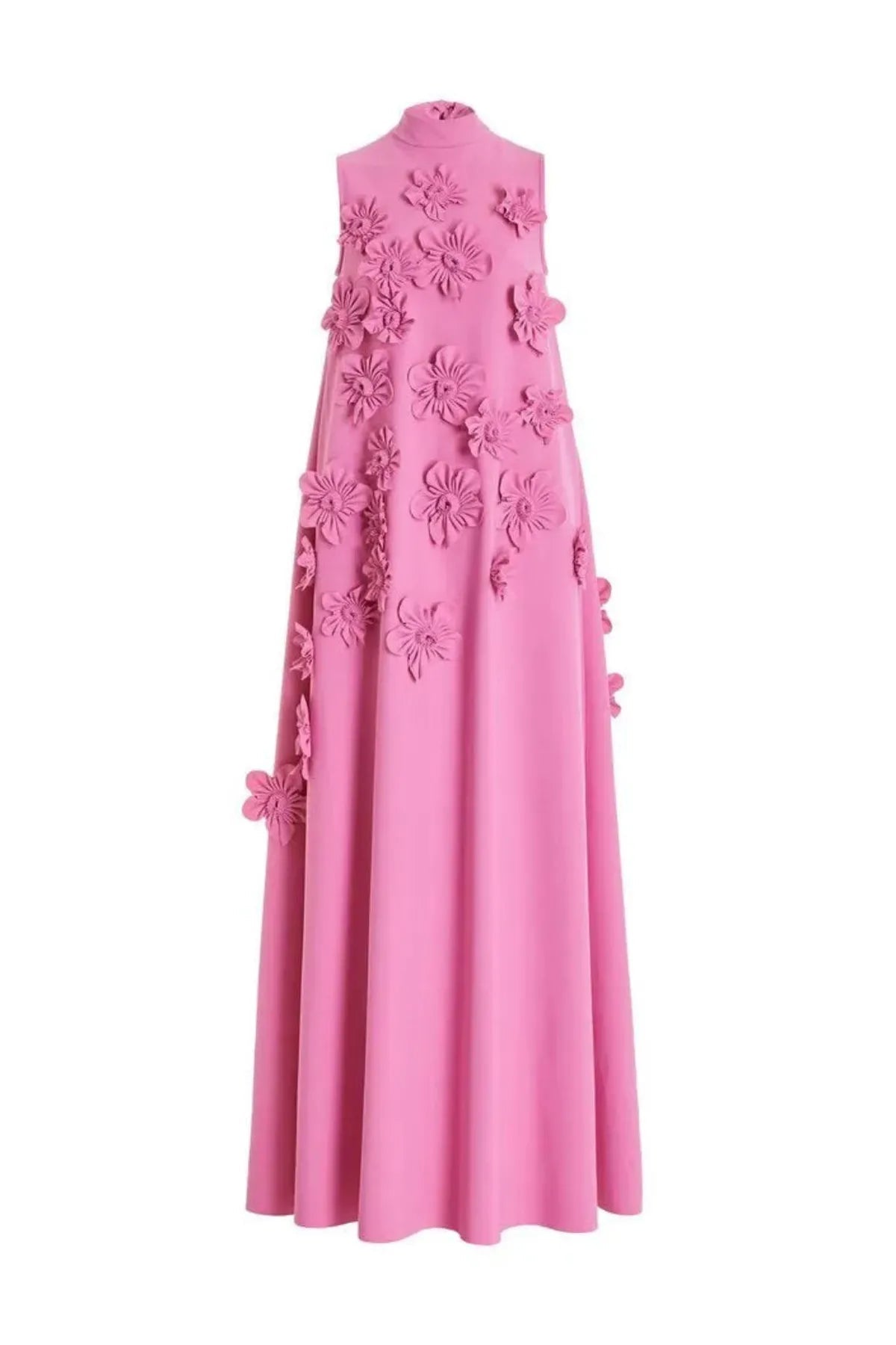 Women's floral applique party maxi dress - worn view