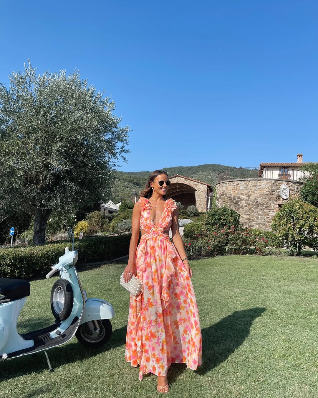 Women's Floral Sleeveless Cut-Out Maxi Dress | Boho Wedding Guest Dress