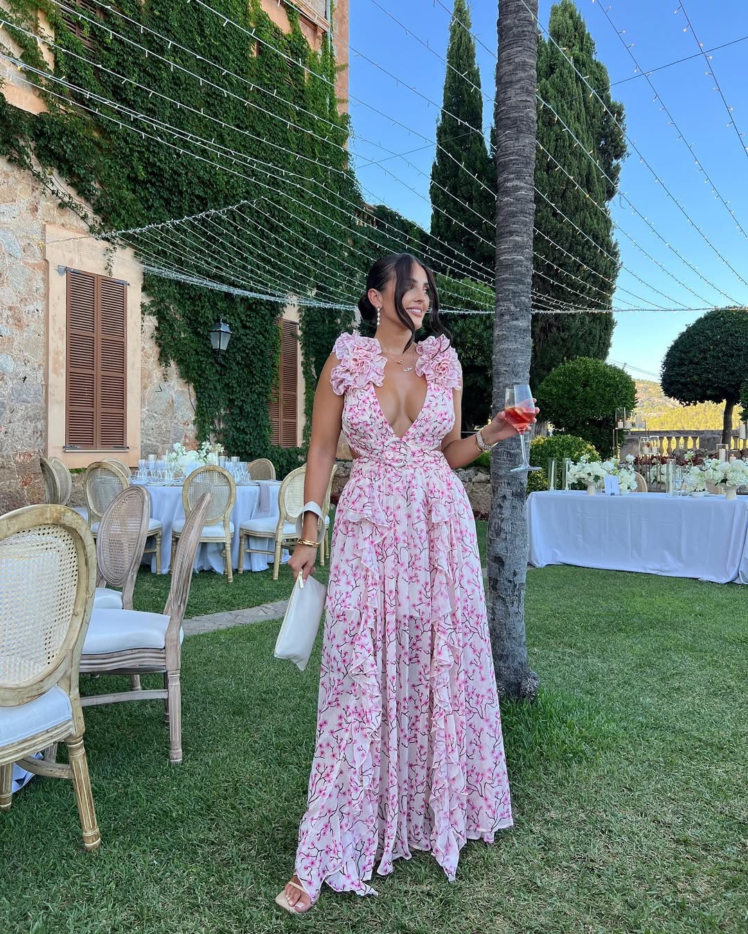 Women's Floral Sleeveless Cut-Out Maxi Dress | Boho Wedding Guest Dress