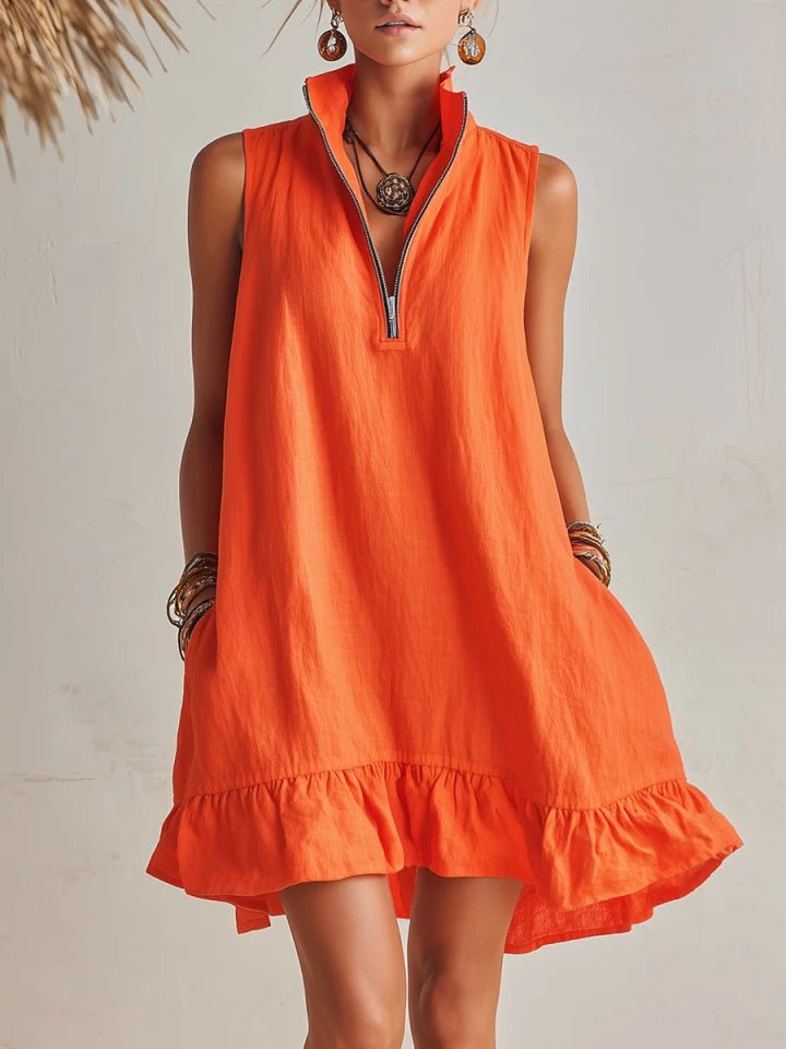 women's sleeveless ruffle mini dress - front view