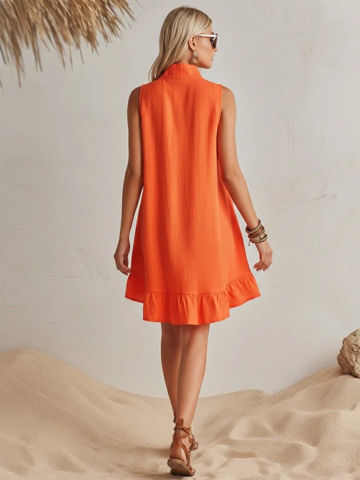 women's sleeveless ruffle mini dress - color view