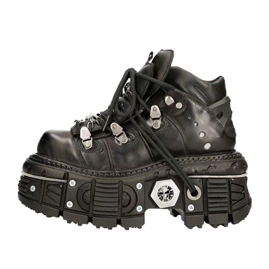 women's high-top lace-up ankle boots - worn view