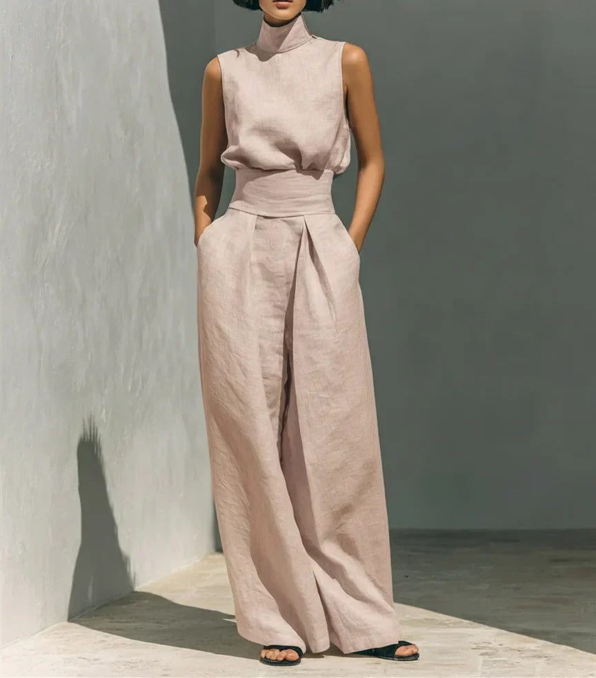 women's high waist wide-leg jumpsuit - back view