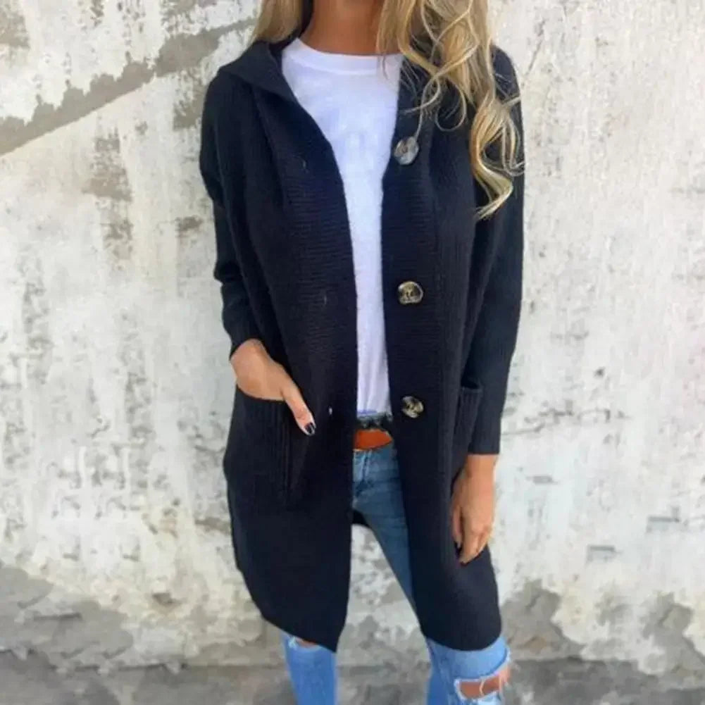 Women's Hooded Button-Up Cardigan Coat - photo 2