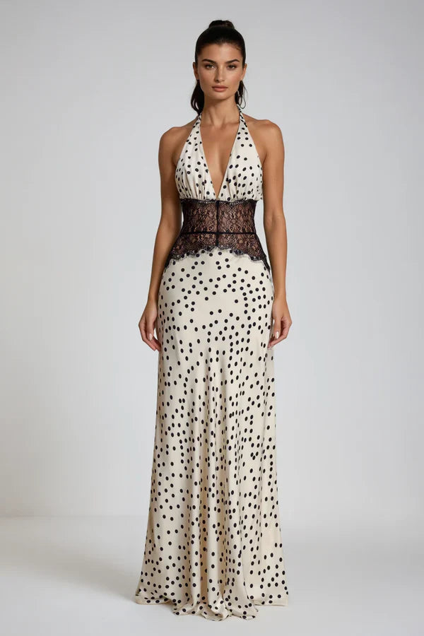 Women's Lace Trim Maxi Dress | Sleeveless Elegant Evening Gown