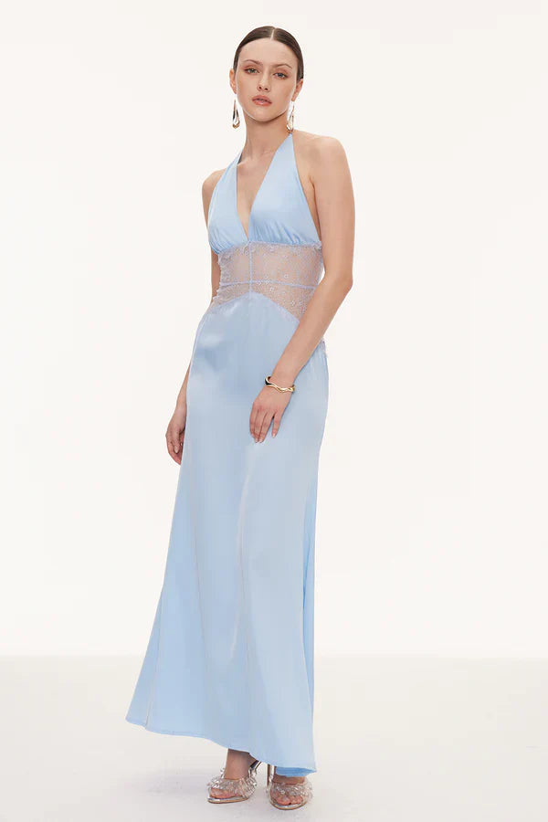 Women's Lace Trim Maxi Dress | Sleeveless Elegant Evening Gown