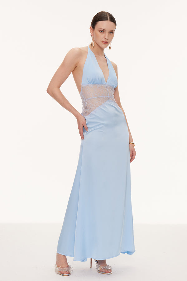 Women's Lace Trim Maxi Dress | Sleeveless Elegant Evening Gown